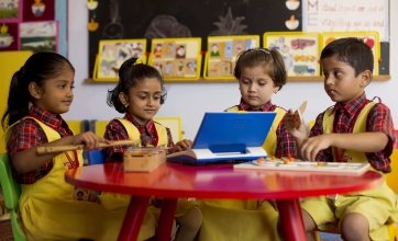 Kids playing and learning
